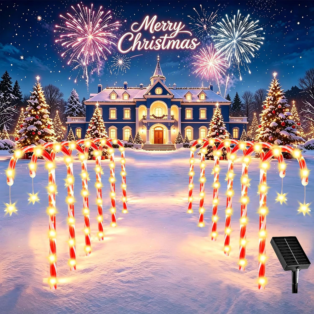 12 Pack Solar Candy Cane Lights Outdoor, Warm White Solar Christmas Lights