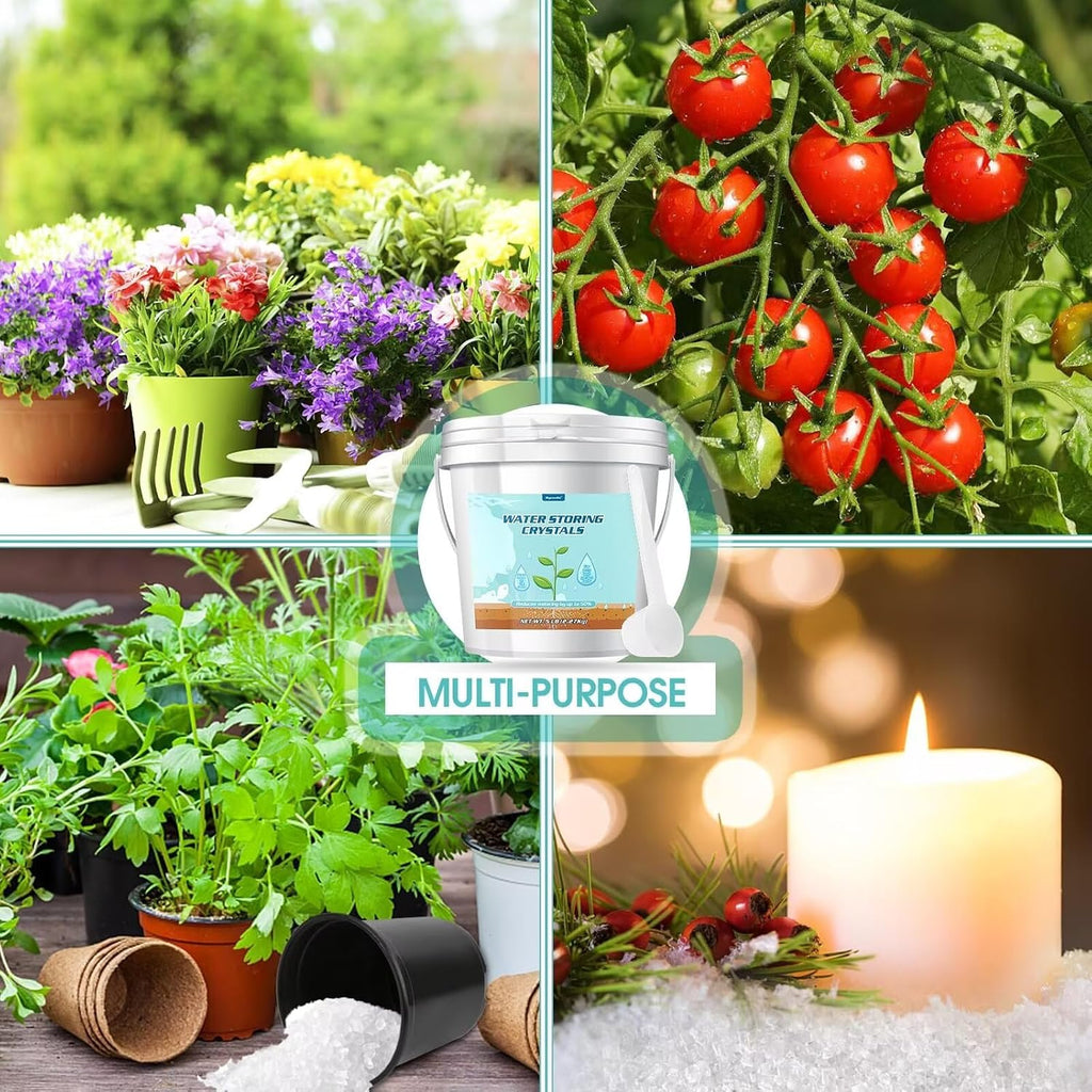Water Storing Crystals for Plants, Keeps Soil Moist, 5LB, Fine | Soil Moisture Retention, Soil Aeration, Solve Plants