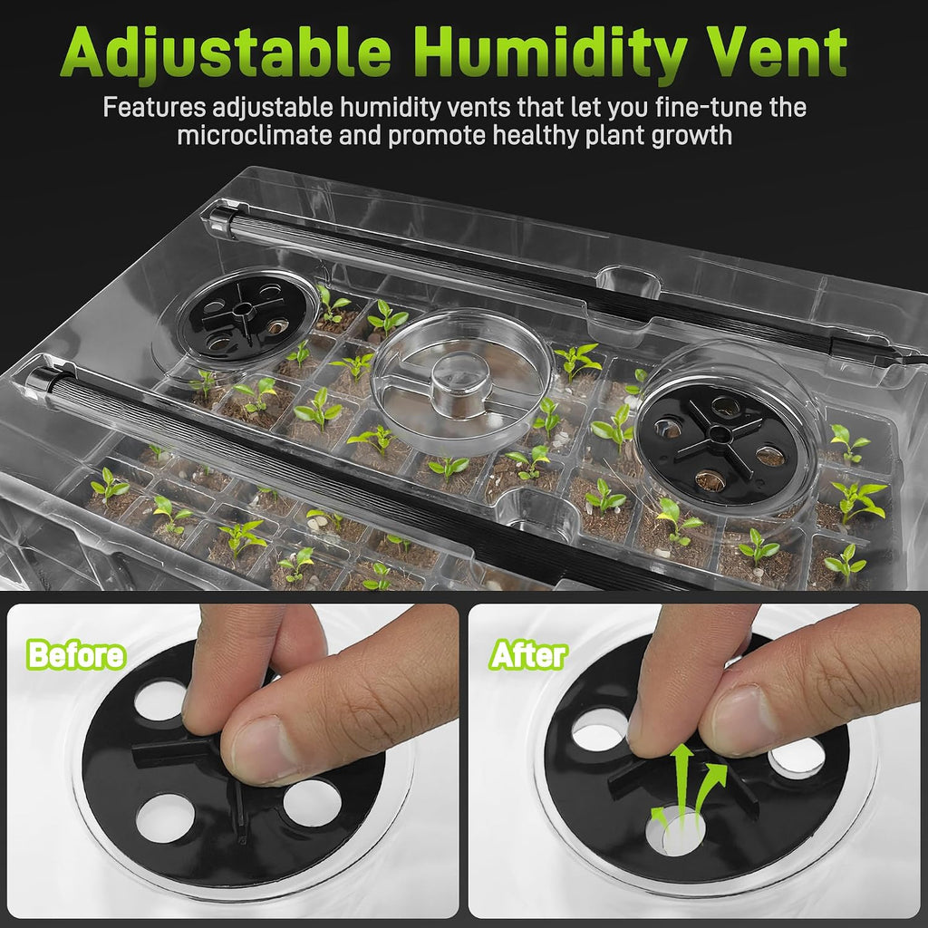 Mulctun 60-Cell Seed Starter Tray with Grow Light, Seedling Starter Trays with 4.08" Humidity Dome, Self-Watering Plant