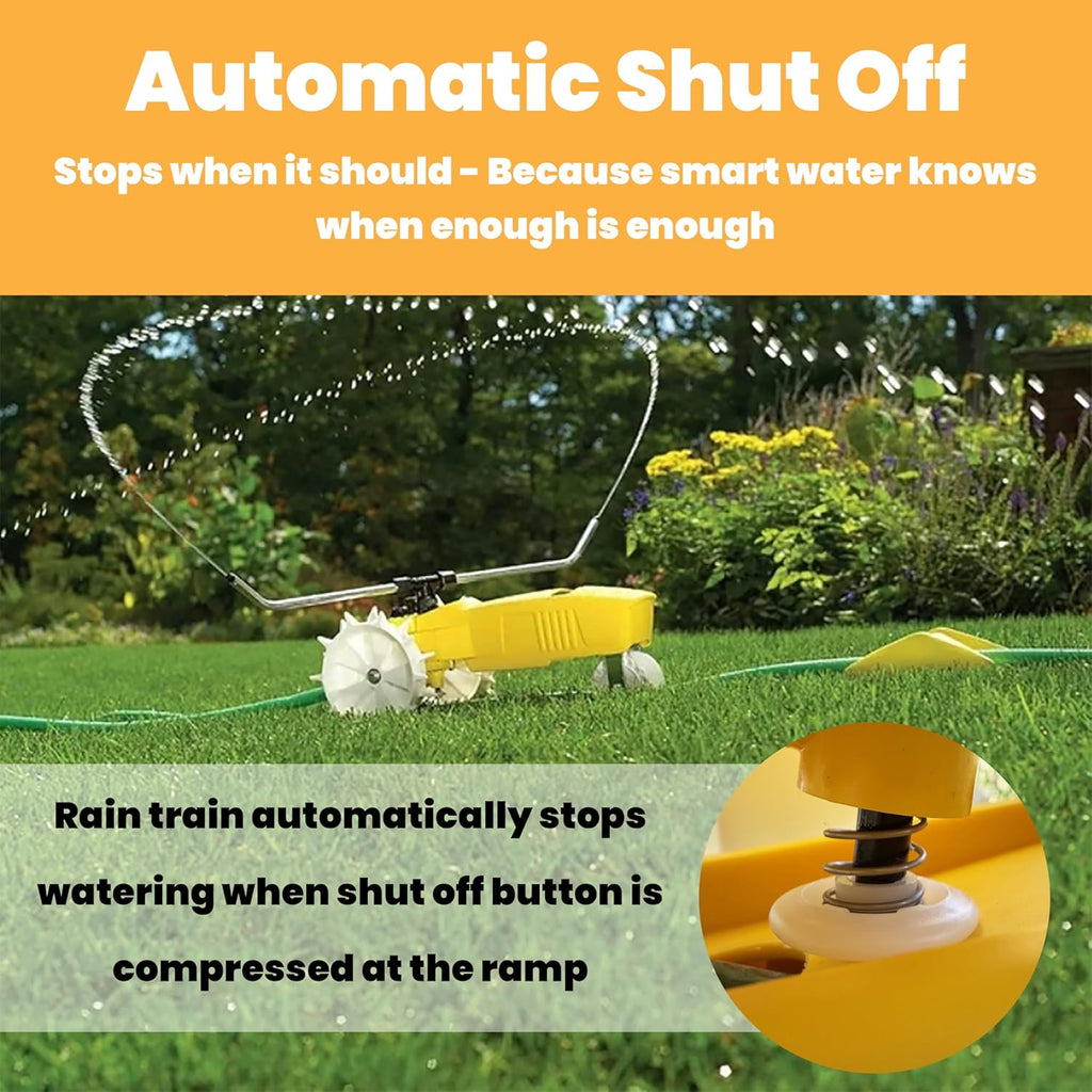 Nelson Rain Train 13,500 Square Feet Cast Iron Outdoor Lawn Traveling Water Sprinkler for Yard, and Garden, with Auto