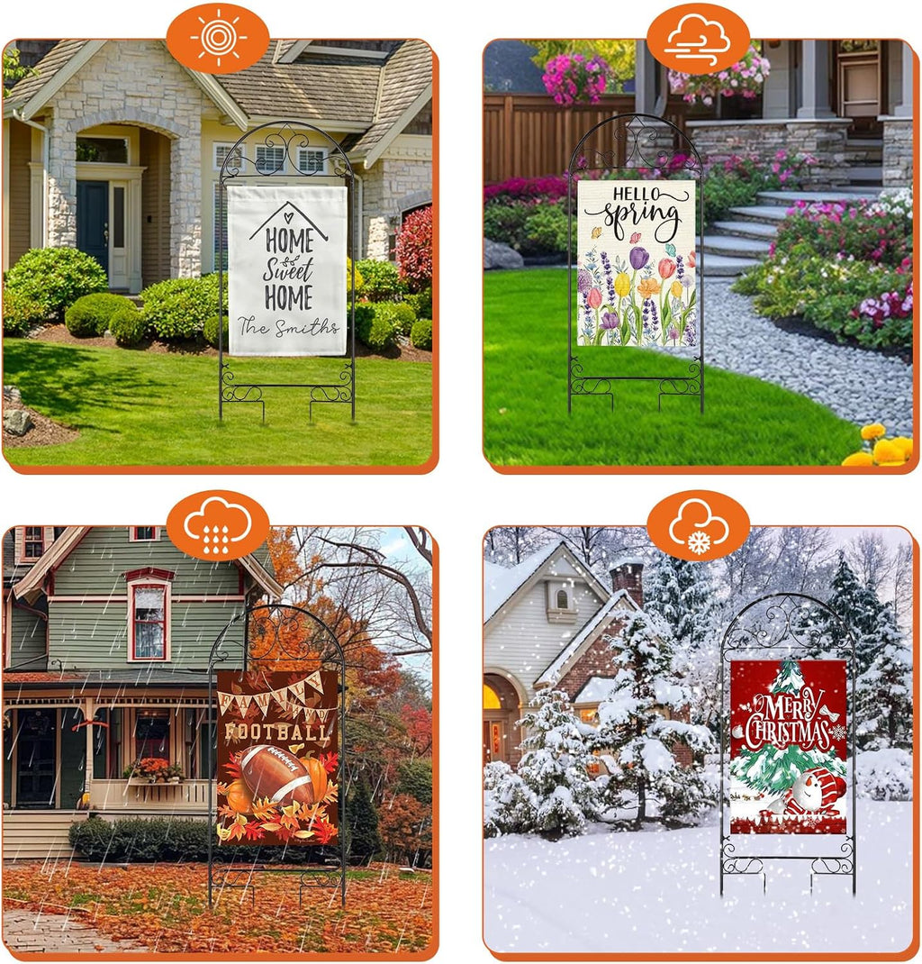 Liitrton 2 Pack Garden Flag Holder Stand Fits Max 14" x 25" Outside Flags | Yard Flag Holder | Decorative Metal Garden