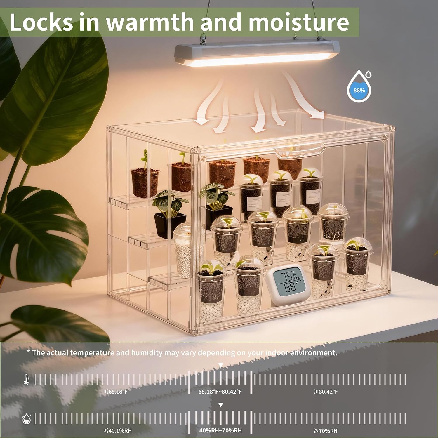 Mini Greenhouse Indoor with Magnetic Door, M-4tier-1pcs | Retains Warmth & Moisture, Durable Construction, Magnetic