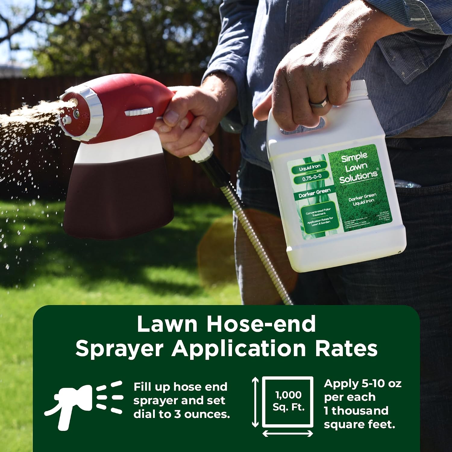 Simple Lawn Solutions - Liquid Iron Fertilizer Darker Green - Chelated Micronutrients - Concentrated Green Booster for