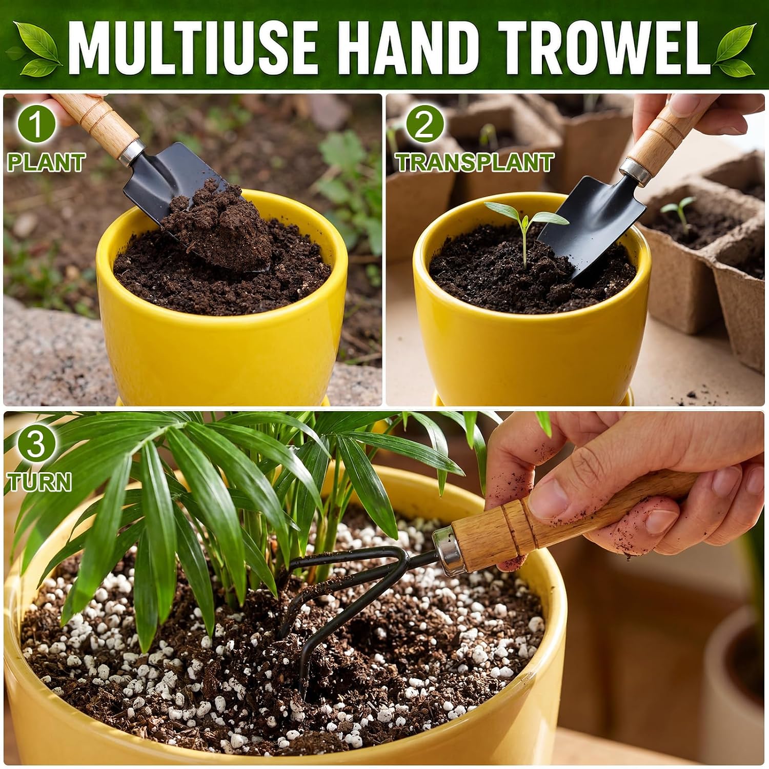 72 Pcs Mini Gardening Tools Kit with Small Trowel Mini Shovel & Hand Rake Rust Resistant Iron Succulent Tools with Wood