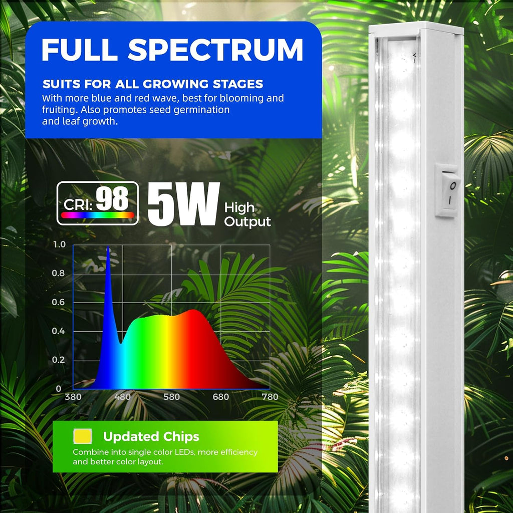 Barrina T5 Grow Lights for Indoor Plants, 5000K Full Spectrum, 1FT, 4 Packs | 1FT LED Growing Lamp, Plant Light Strip
