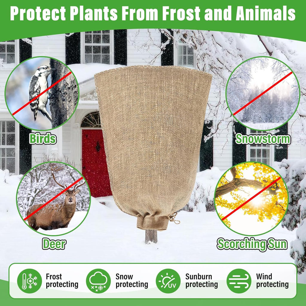 Riare 4 Packs 24 × 40 Inch Large Winter Plant Cover Bags with Drawstring