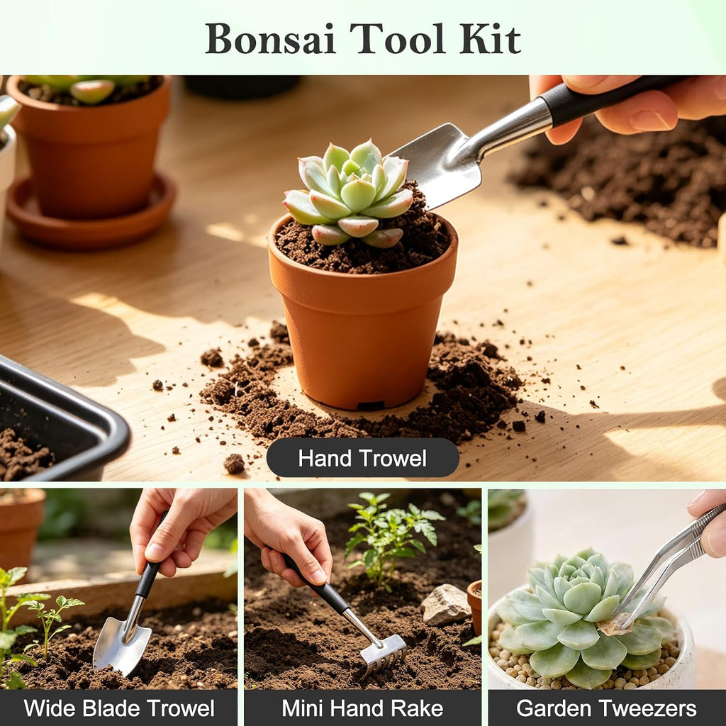 Bonsai Tools Set, 26 Pcs Garden Tools Set for Beginner, Includes Bonsai Wire Kit, Pruning Shears, Plant Mat, Bonsai