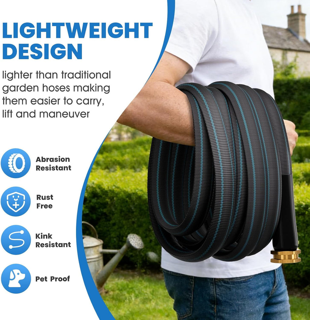 100FT Non-Expanding Garden Hose, Ultra Lightweight Water Hose, Kink-Free, Burst-Resistant, Durable & Flexible Hose