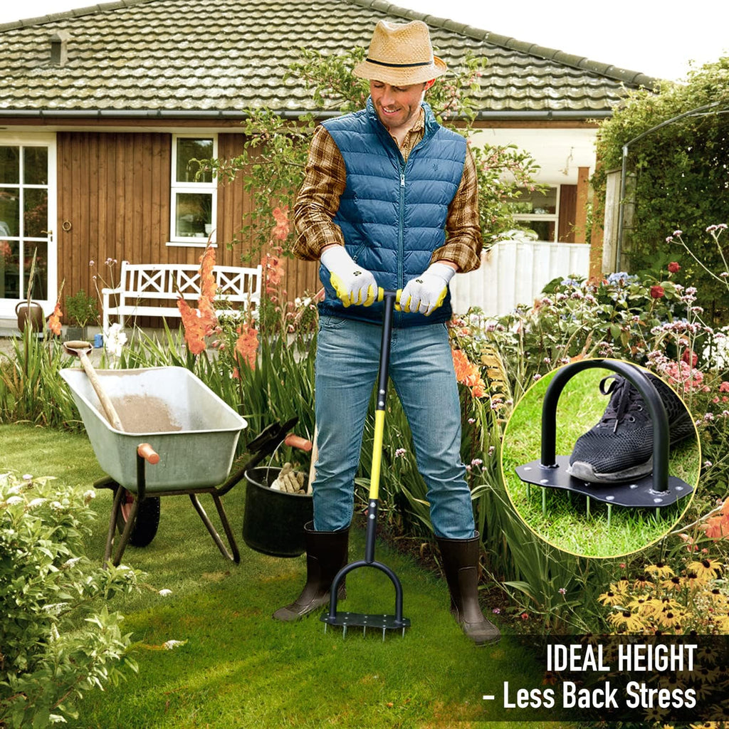 Lawn Aerator Tool, Updated 36" Spike Aerator Lawn Tool with Longer Spikes, Pre-Assembled Manual Grass Aerator for Lawn