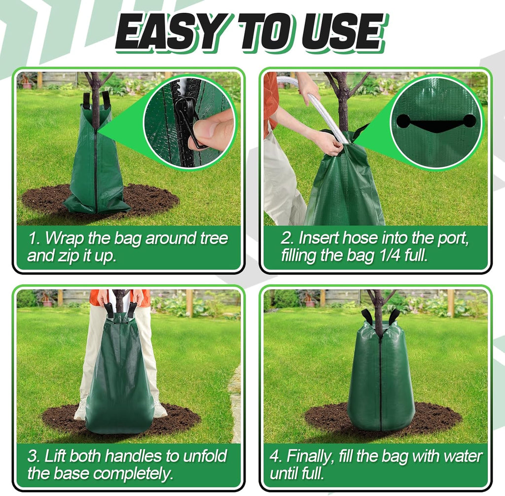 4Pcs 20 Gallon Tree Watering Bag, Slow Release Drip Irrigation Bags | Summers/Droughts Deep Watering, Easy Setup