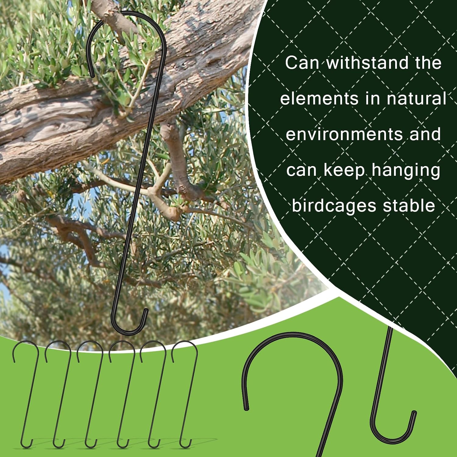 6 Packs 24 Inch Long S Hooks for Hanging Plants,Extra Large S Hooks,Metal Bird Feeder Hooks, Rustproof Garden Planter