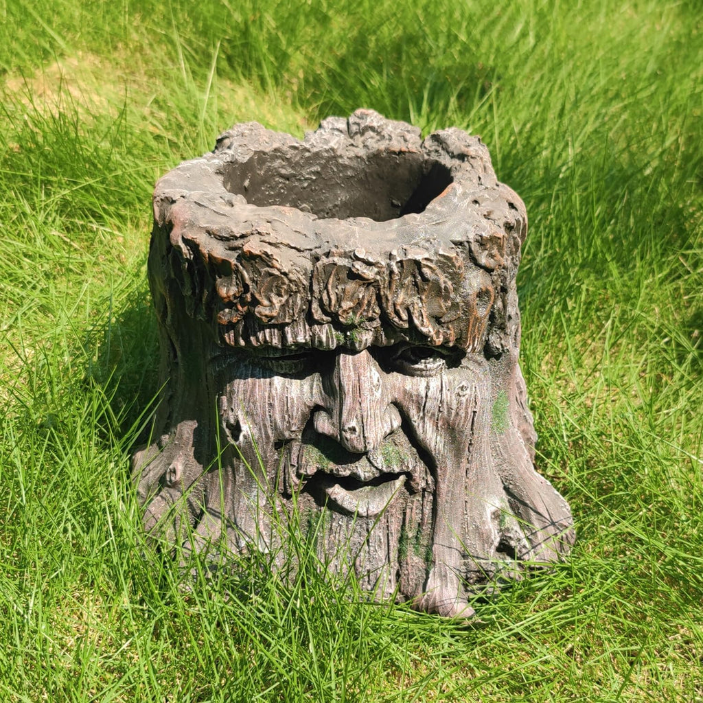 10''H Tree Face Planters Pots Head Planter Magnesium Oxide Head Face Planter Pot Tree Stump Face Flower Plant Pots for