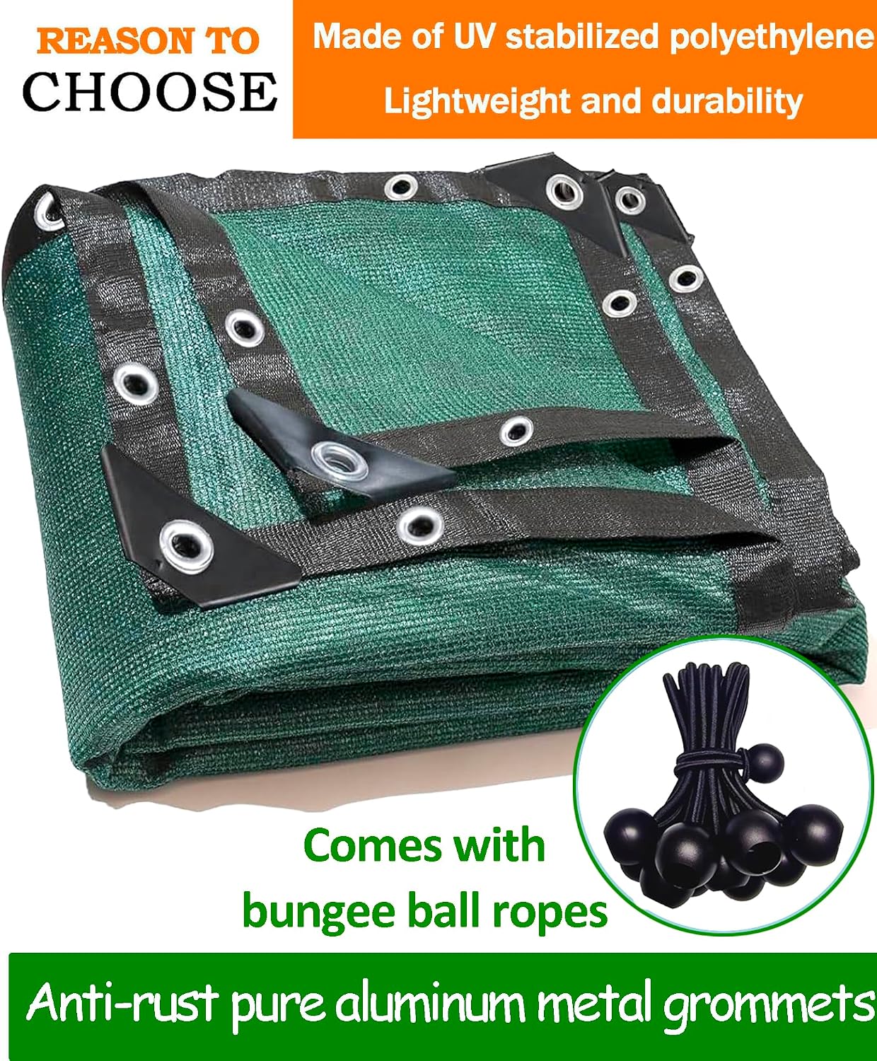 90% Green Shade Cloth 6ft x 8ft Heavy Duty Mesh Tarp with Grommets | Outdoor Sun Shade Canopy for Patio, Garden