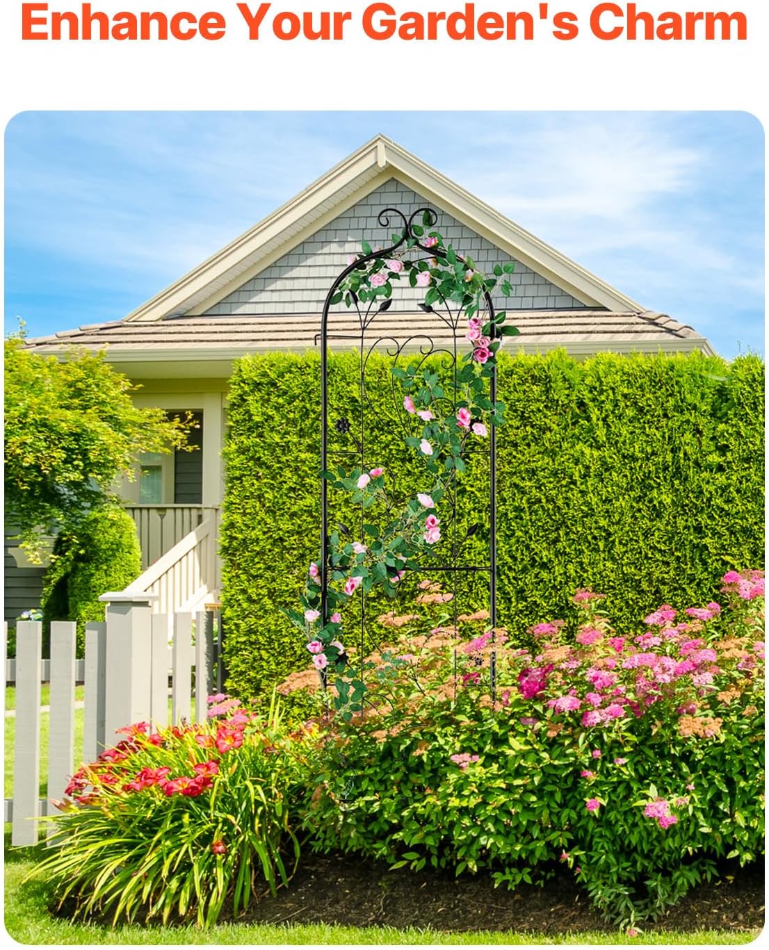 VEVOR 60 x 15 in, Rustproof Metal Garden Flower Trellis, Outdoor Climbing Rose & Cucumber Support, Decorative Tall