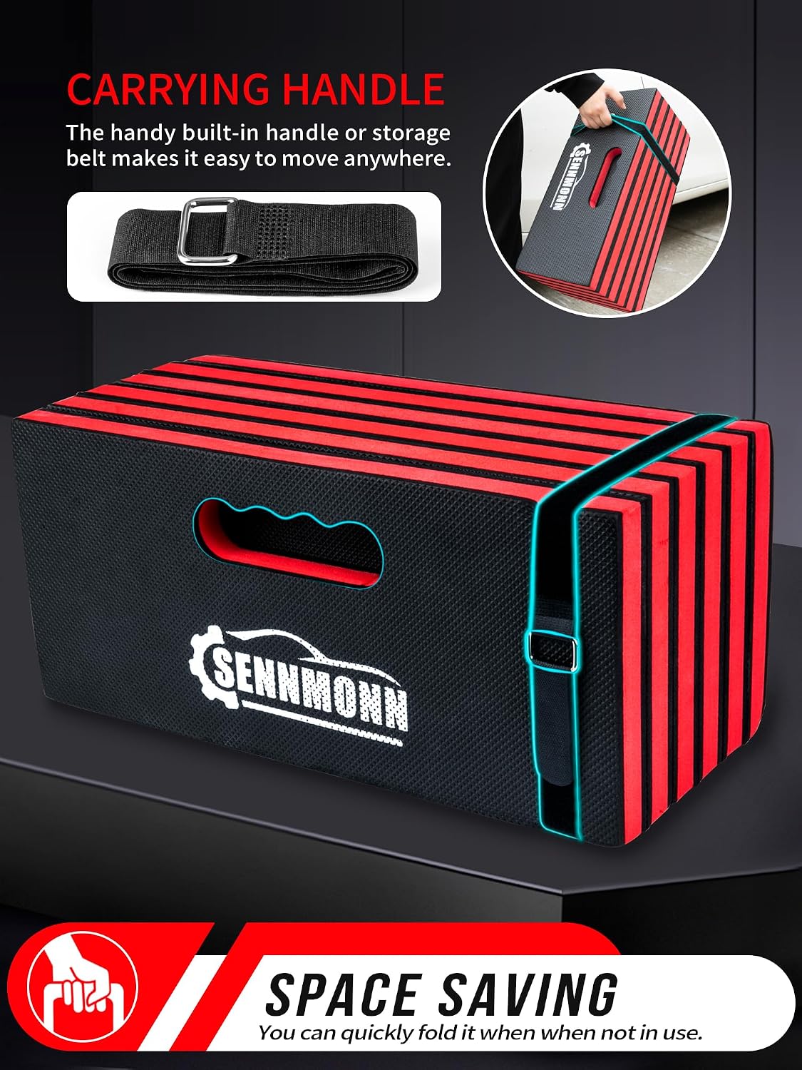 1.2" Extra Thick Mechanic Mat, Foldable Kneeling Pad with Handle and Storage belt Waterproof Comfortable EVA Cushion