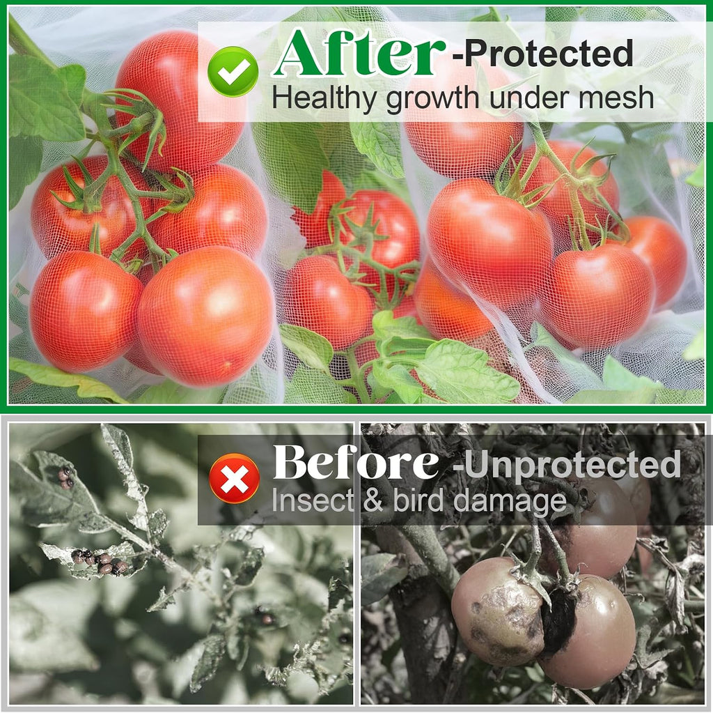6 Pack Tomato Cage Netting Covers for Square Tomato Cages, 41.4" × 17.4" Fine Mesh Garden Netting with Easy-Access