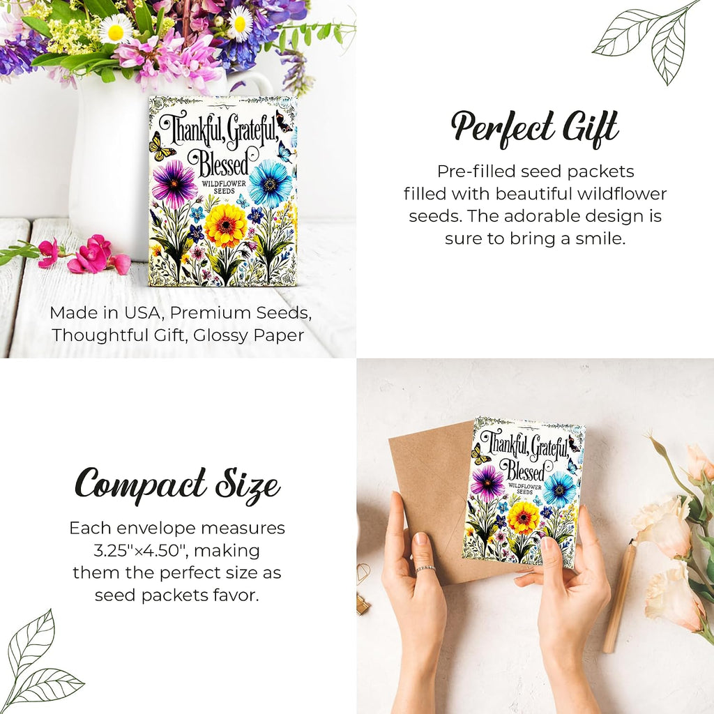 25 Wildflower Seed Packets - Thank You Gifts for Guests - Engagement Party Decorations - Wild Flower Seeds Throw and