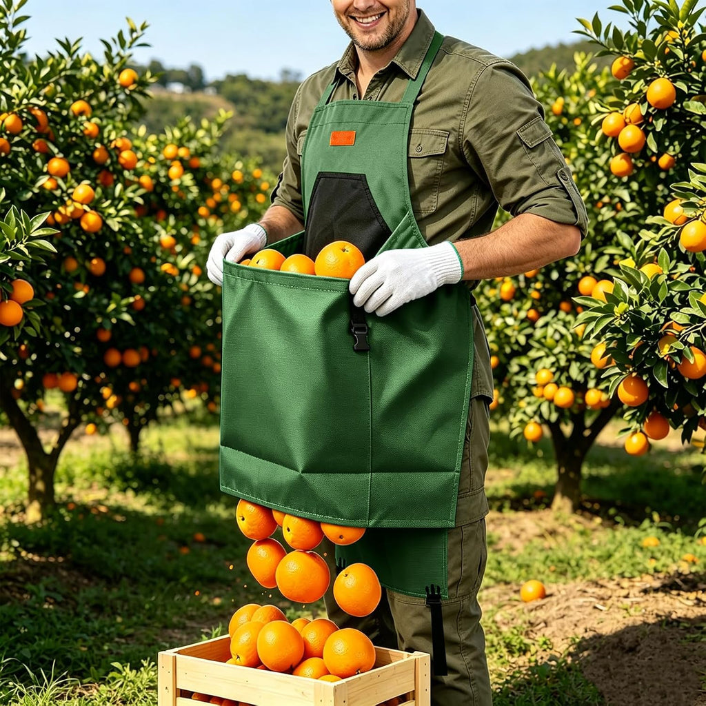 3PCS Gardening Apron, Harvest Apron with Shears and Gloves for Women, Men | Cross-Back, Large Quick Release Pocket