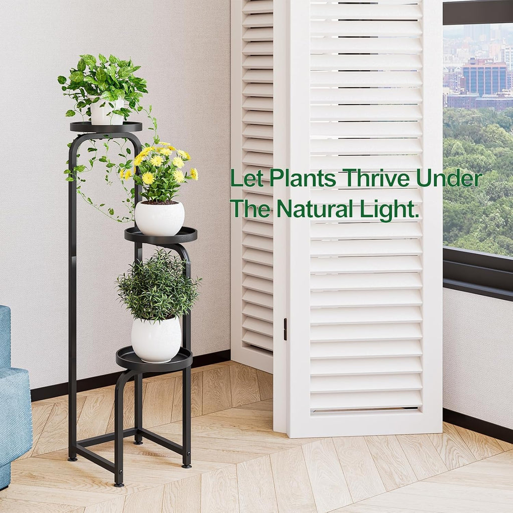 INGIORDAR Plant Stand Indoor Outdoor Corner Tiered Plant Shelf 3 Tier Metal | Space-saving Tiered Design Displays