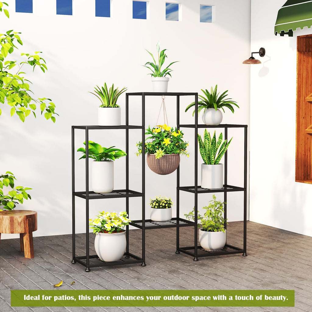 Metal Plant Stand Indoor Metal Plant Stands Outdoor Tiered Plant Shelf for Multiple Plants, 4 Tiers 8 Potted Plant Rack