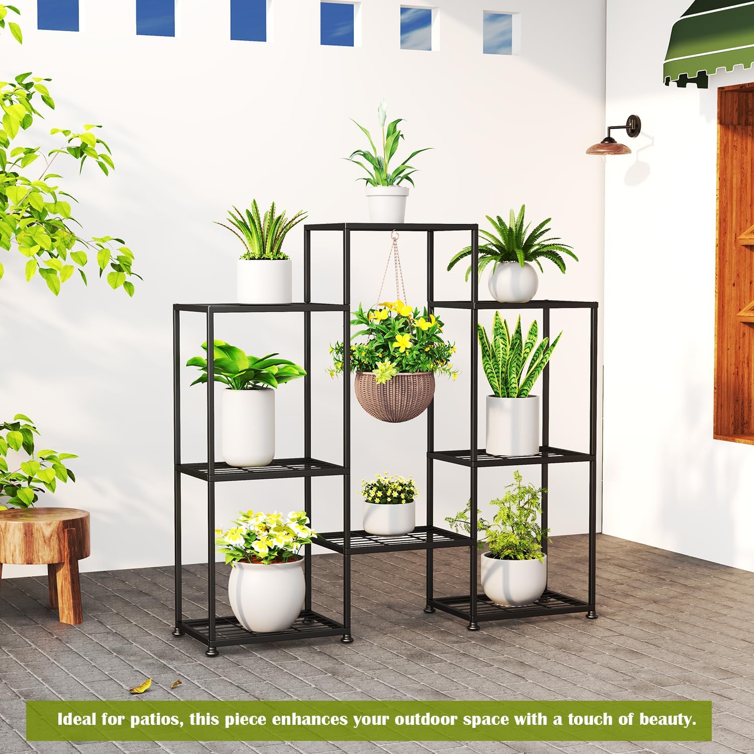 Metal Plant Stand Indoor Metal Plant Stands Outdoor Tiered Plant Shelf for Multiple Plants, 4 Tiers 8 Potted Plant Rack