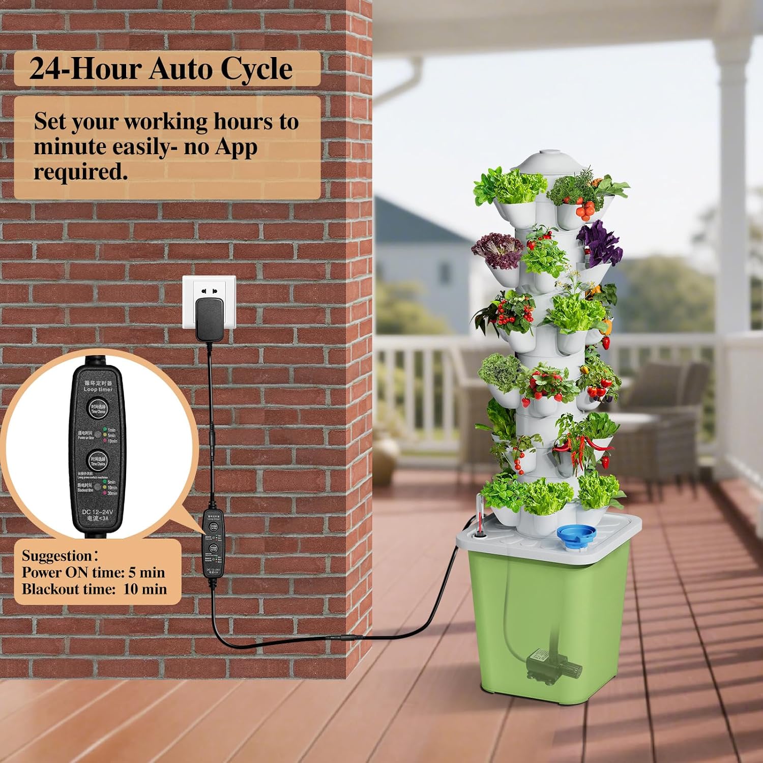 Hydroponics Growing System Kit, 30 Pots Vertical Garden Planter with Pump and Timer, Hydropoic Tower for Soilless