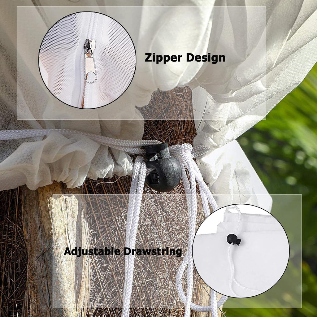 2-Pack Plant Cover Freeze Protection 78.7"x94.5'' White Tree Cover Bags with Zipper Drawstring Winter Outdoor Plant