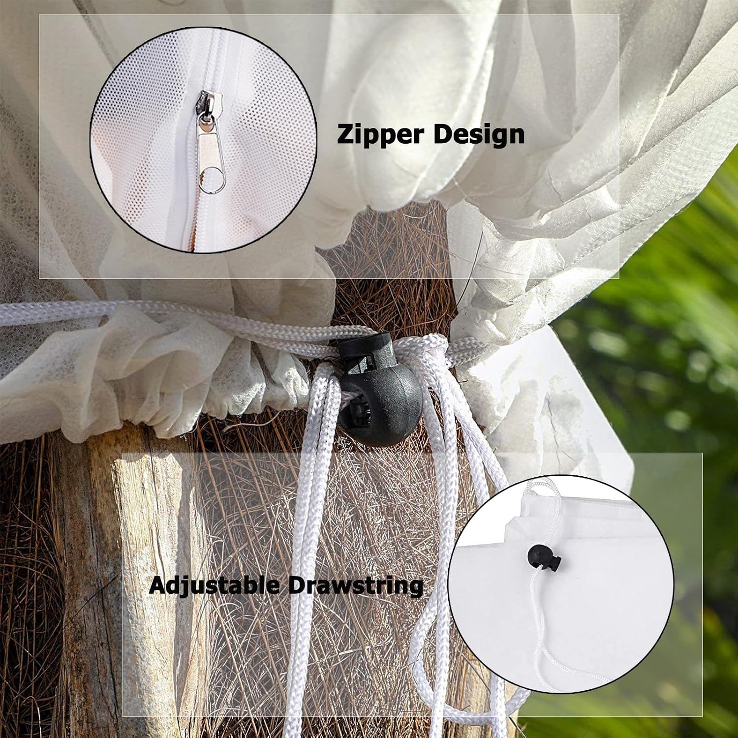 2-Pack Plant Cover Freeze Protection 78.7"x94.5'' White Tree Cover Bags with Zipper Drawstring Winter Outdoor Plant