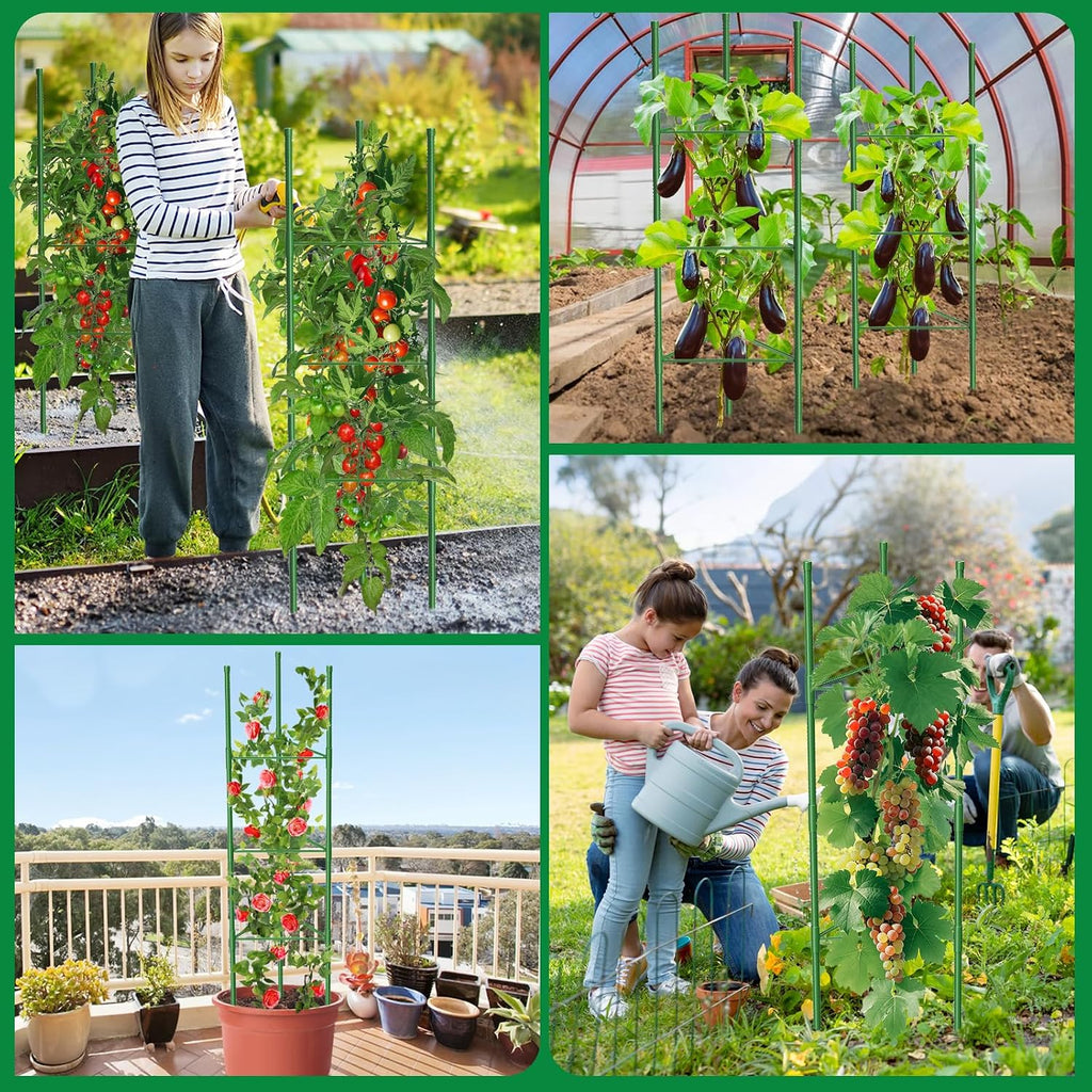6 Pack Tomato Cages, 51.2in Tomato Plant Support Stakes Heavy-Duty, Garden Tomato Cages & Trellis for Climbing