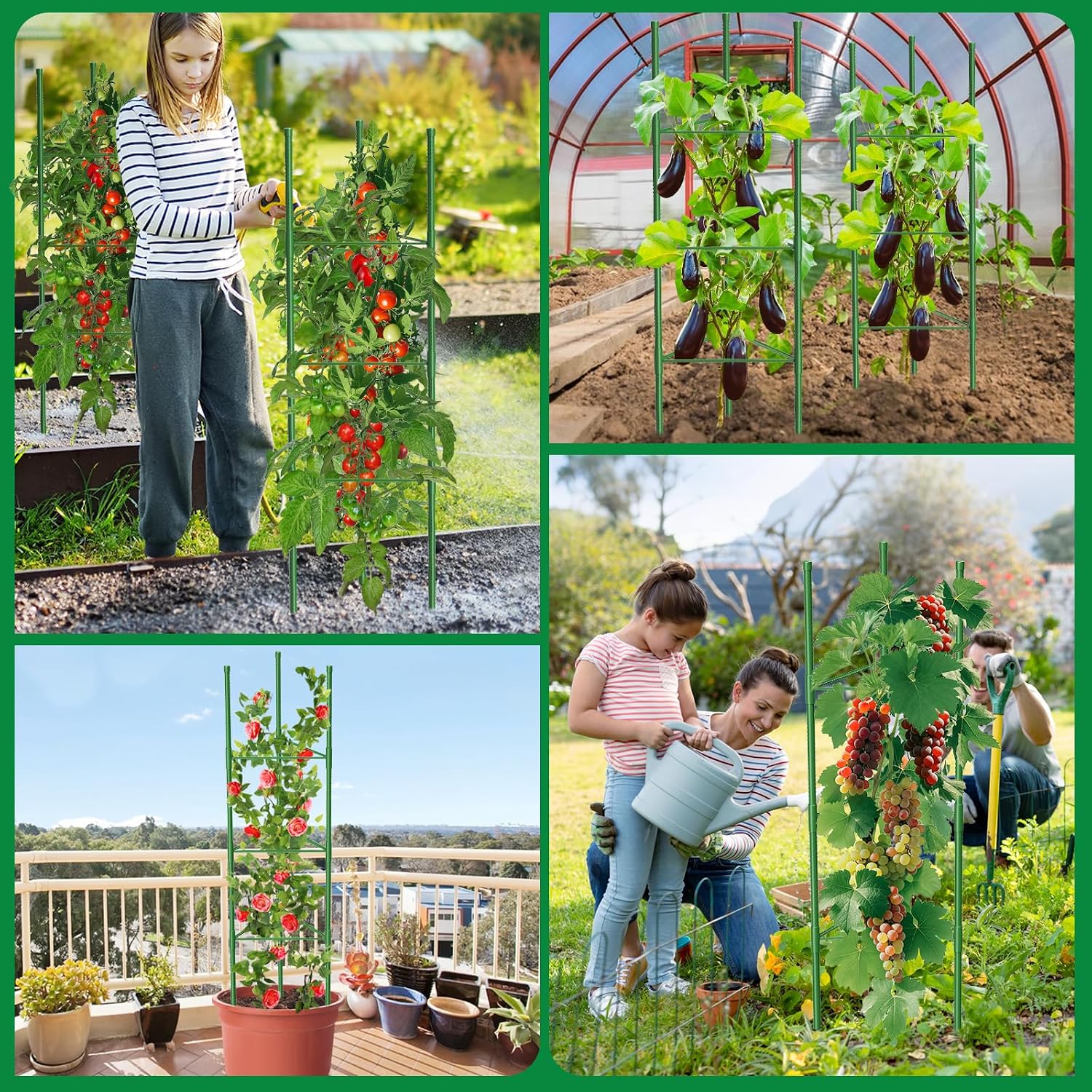 6 Pack Tomato Cages, 51.2in Tomato Plant Support Stakes Heavy-Duty, Garden Tomato Cages & Trellis for Climbing