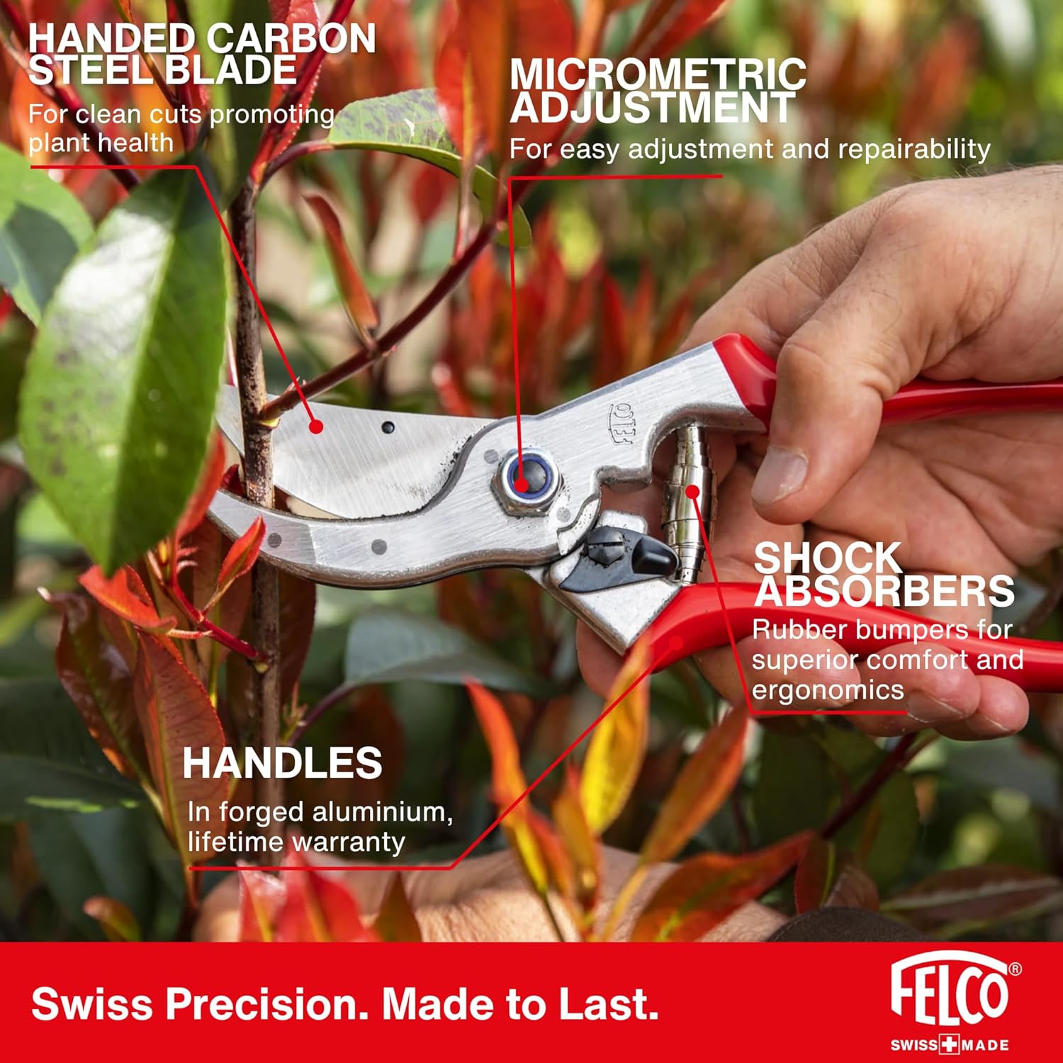 Felco F4 Pruning Shears – 9.25" Swiss-Made Garden Clippers for Pruning | Hand Pruners for Gardening | Garden Tool