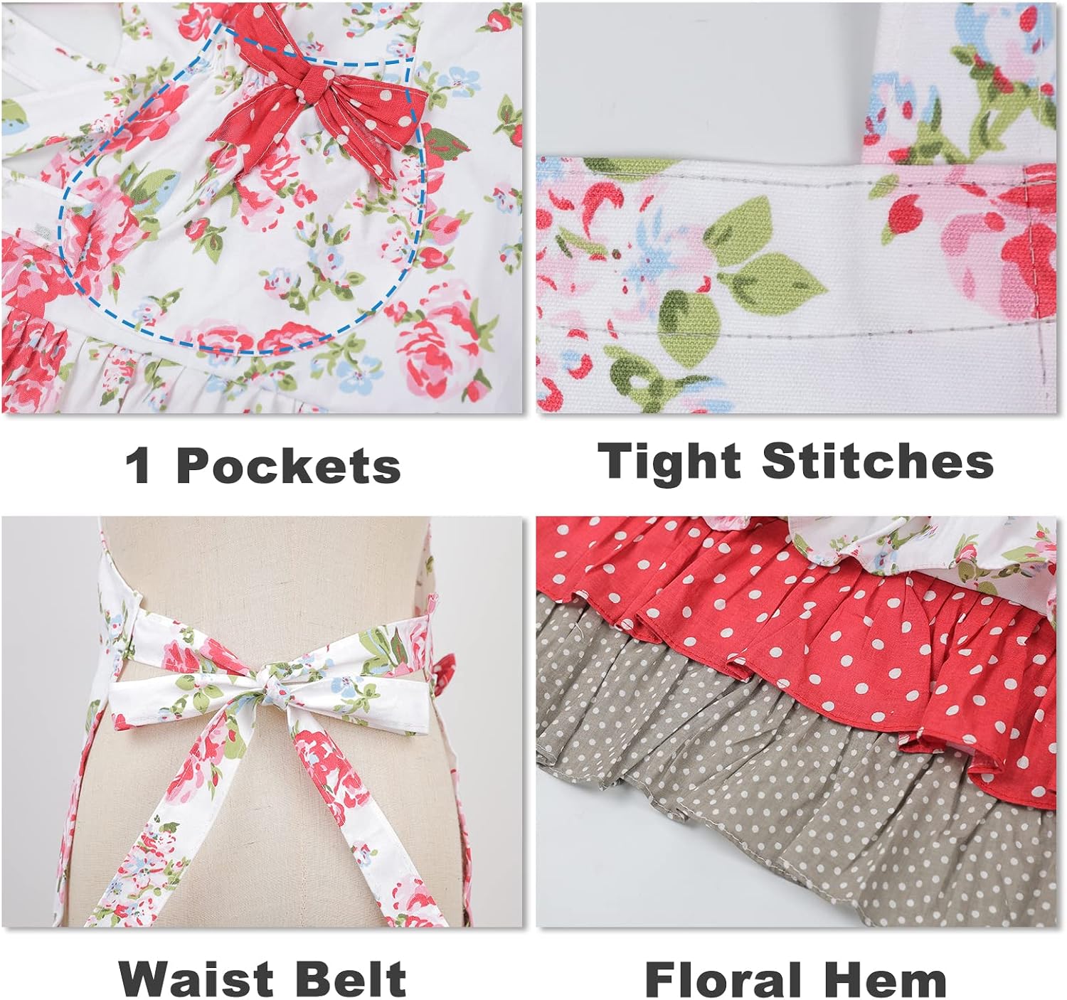 Surblue Kitchen Aprons for Women,Heavy Duty Aprons for Cooking, Baking, BBQ and Gardening