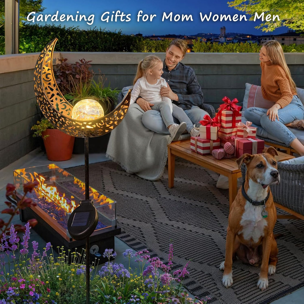 Moon Solar Lights Outdoor Garden Decor Gifts for Mom Women,Waterproof Stakes Yard Decorations for Lawn, Patio