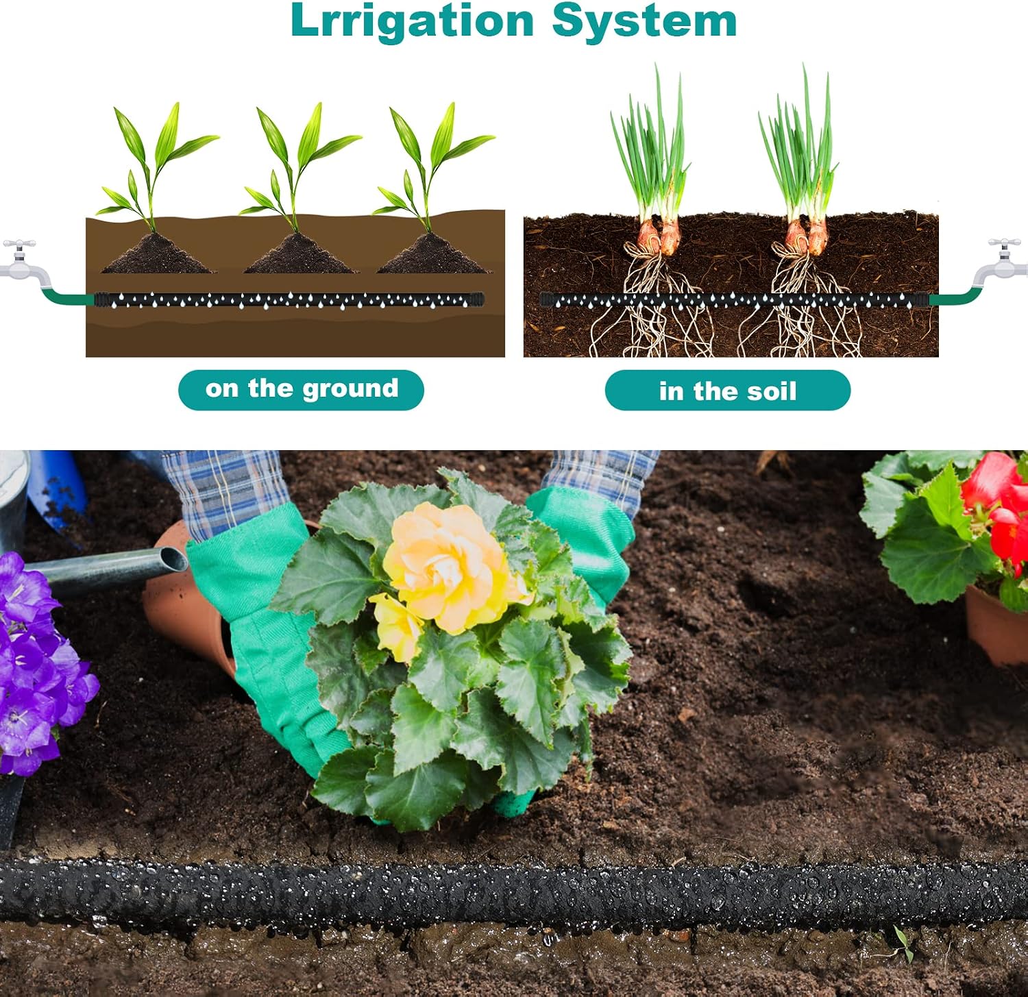 5/8" 50 FT*2 Pack Soaker Hose for Water Drip Irrigation for Lawn | Heavy Duty Construction, Saves 70% Water, Yard
