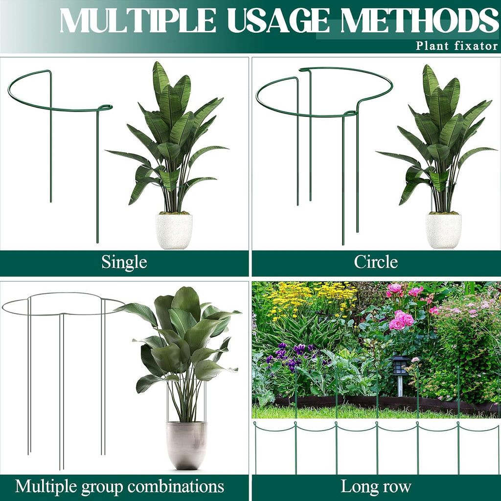 6-Pack 31.5” Plant Support Stakes, Steel Plant Cage & Peony Tomato Hydrangea Cage, Garden Stakes for Outdoor Plants