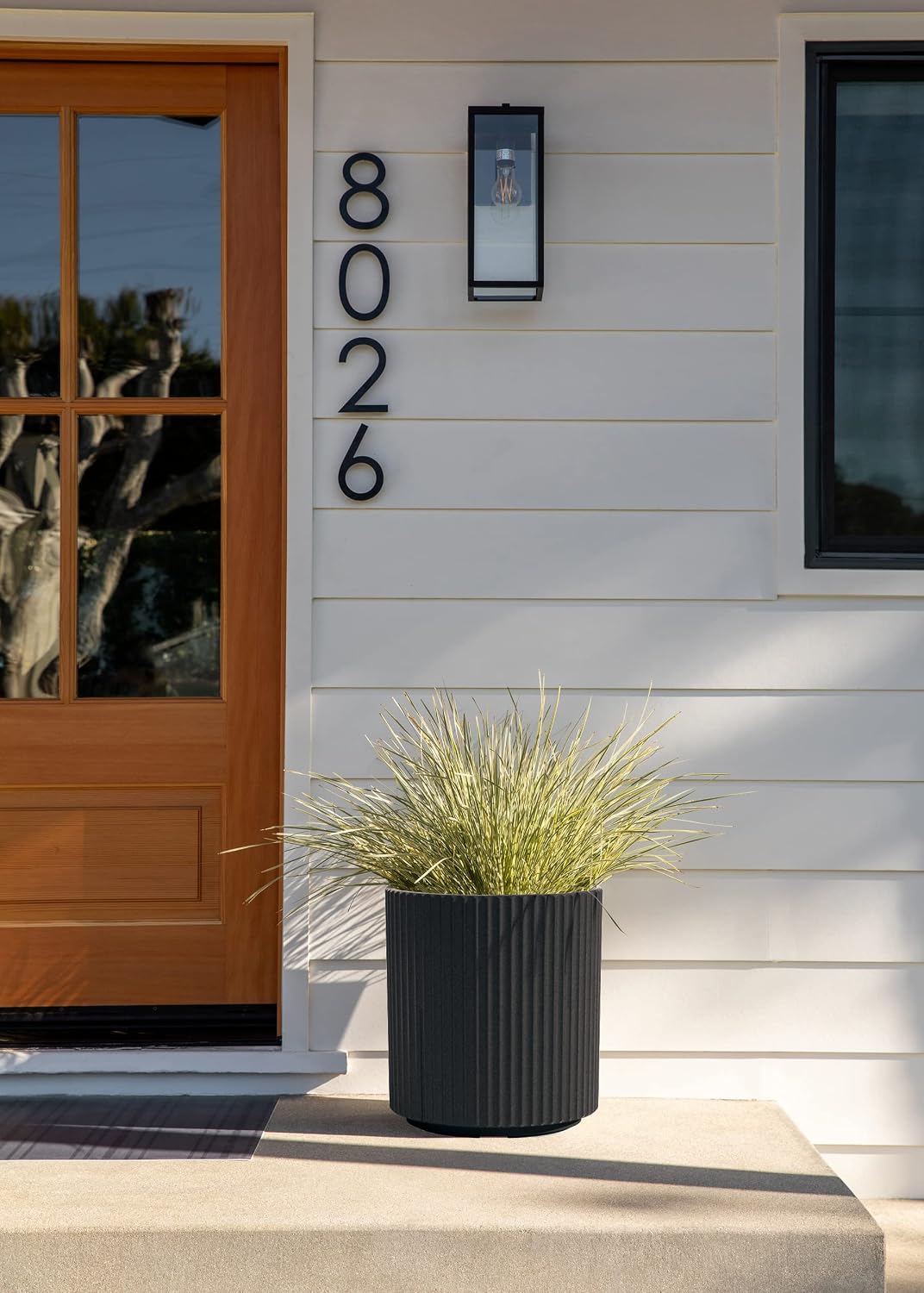 Veradek Demi Series Planter - Large Round Outdoor Planter | Made From a Durable Plastic-Stone Composite With