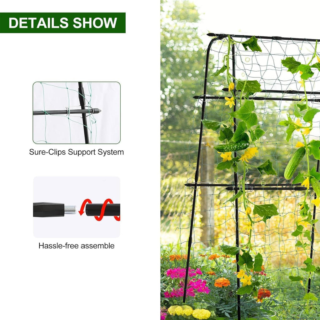 Cucumber Trellis for Raised Bed, 63" Hx63 L, Black | Garden Arch Trellis for Climbing Plants Outdoor, Rustproof Metal