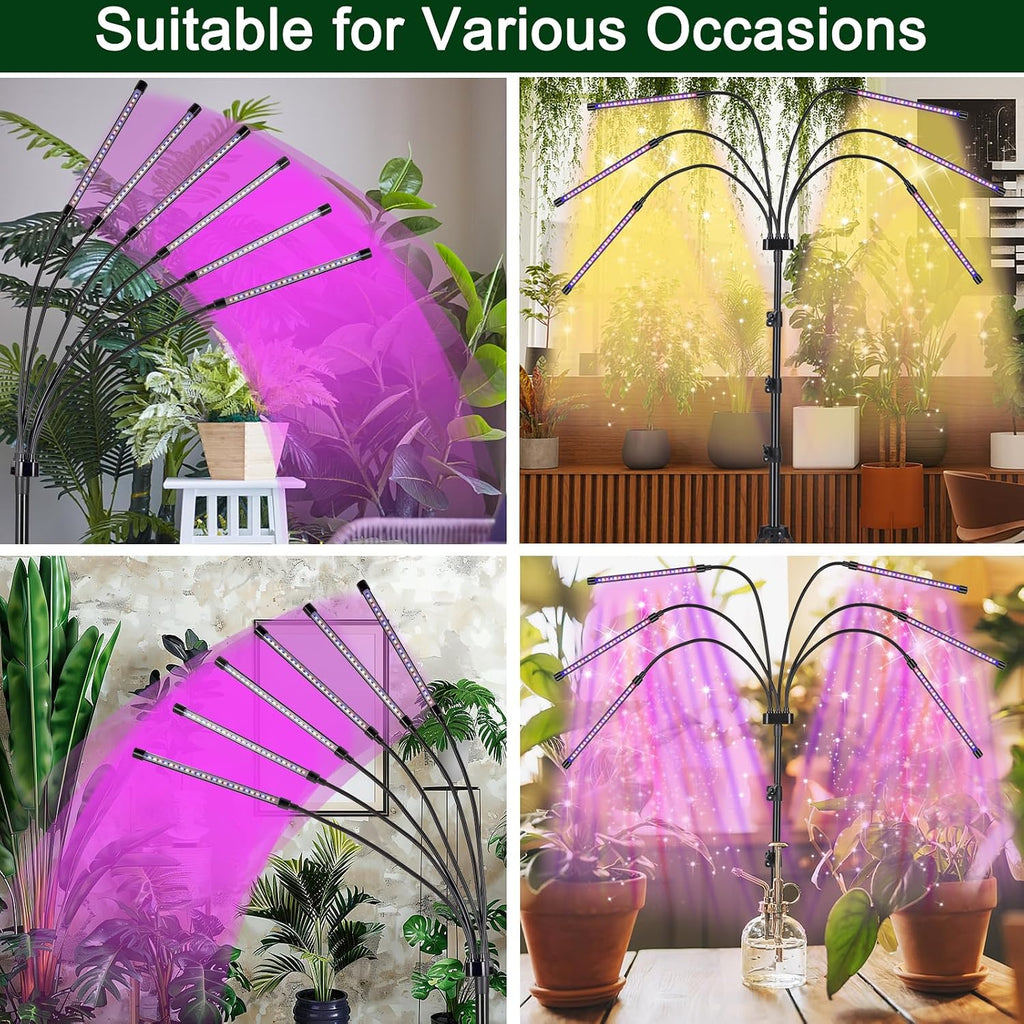 Mefflypee Grow Lights for Indoor Plants, LED Grow Light Stand, Red Blue Yellow Full Spectrum Plant Lamp with Adjustable