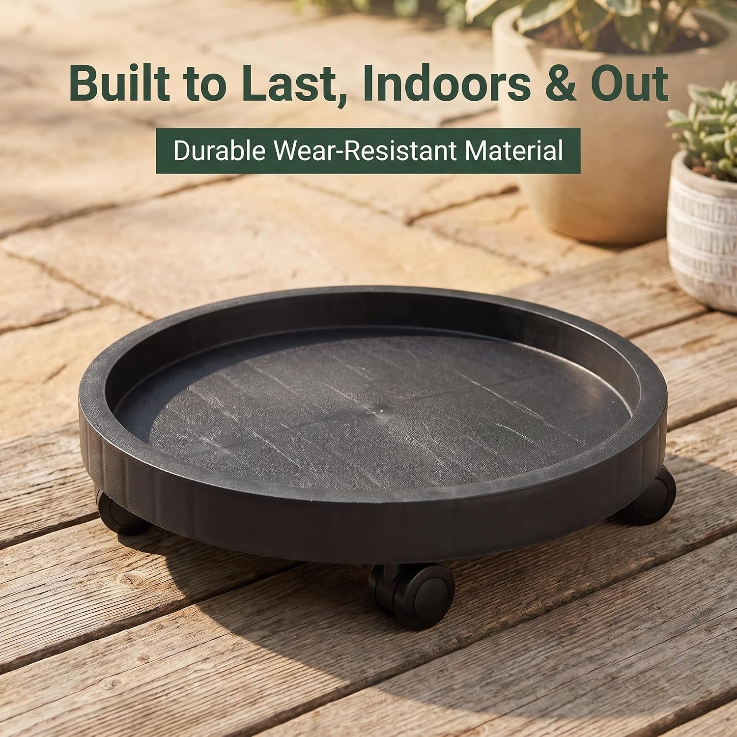 2 Pack of 14 Inch Heavy Duty Plant Caddy with Wheels,Rolling Plant Stand Pot Trolley,Wheeled Planter Saucer Tray,Potted