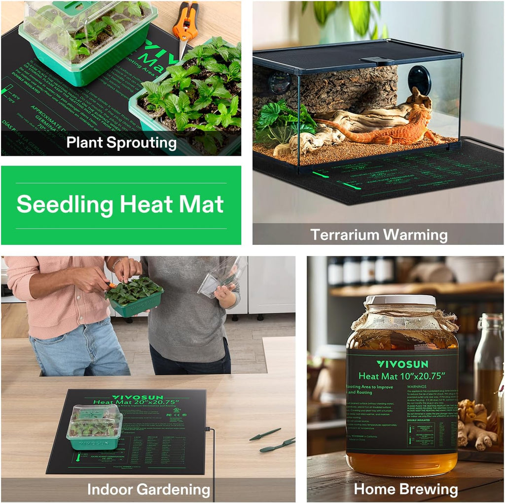 VIVOSUN 20" x 20.75" Seedling Heat Mat and Digital Thermostat Combo Set | UL & MET-Certified Warm Hydroponic Heating