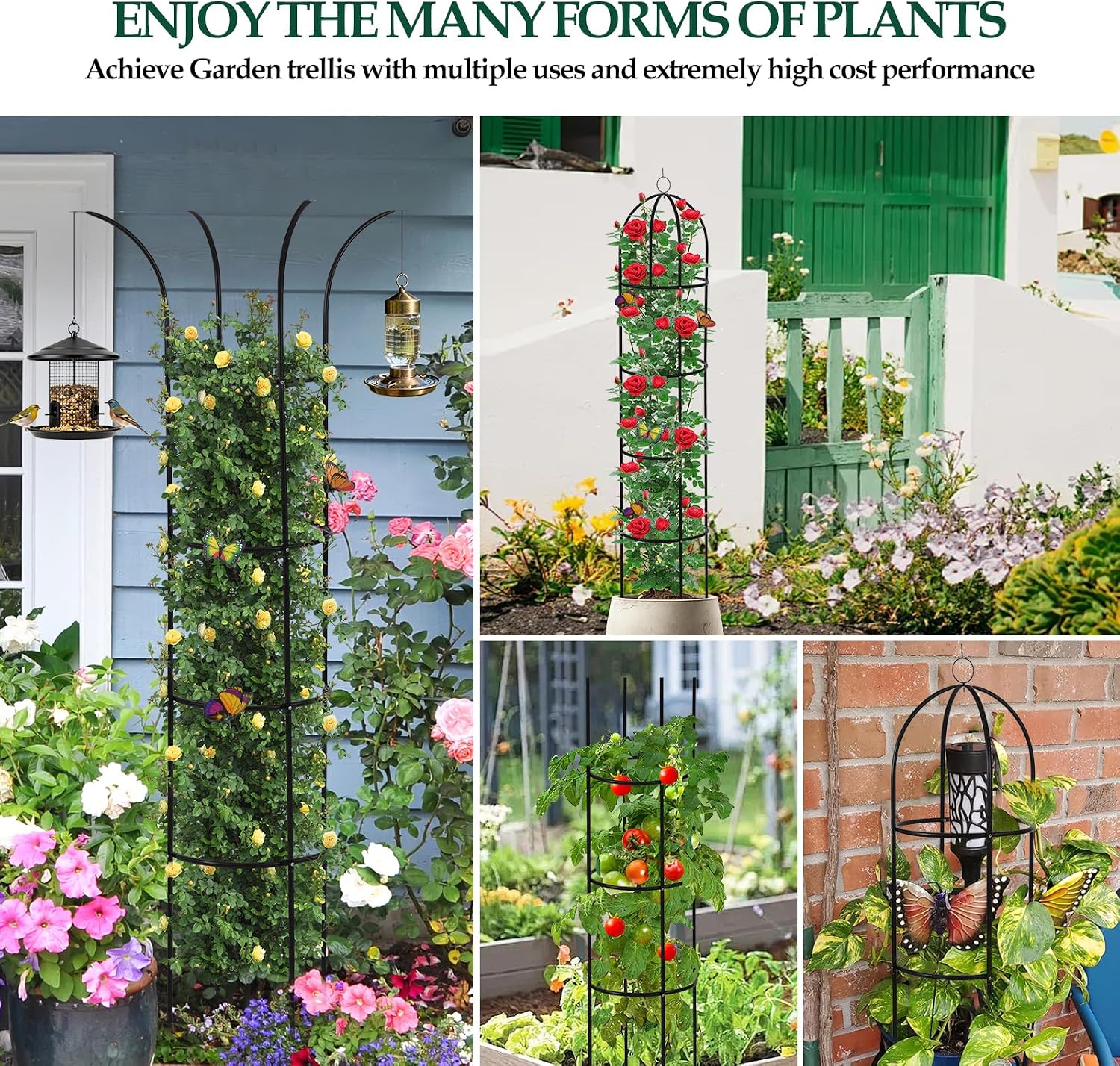 Wellsign 6.6ft 100% Metal Obelisk Trellis for Climbing Plants Outdoor | 2Pack Garden Tower Trellis Potted Plant Support