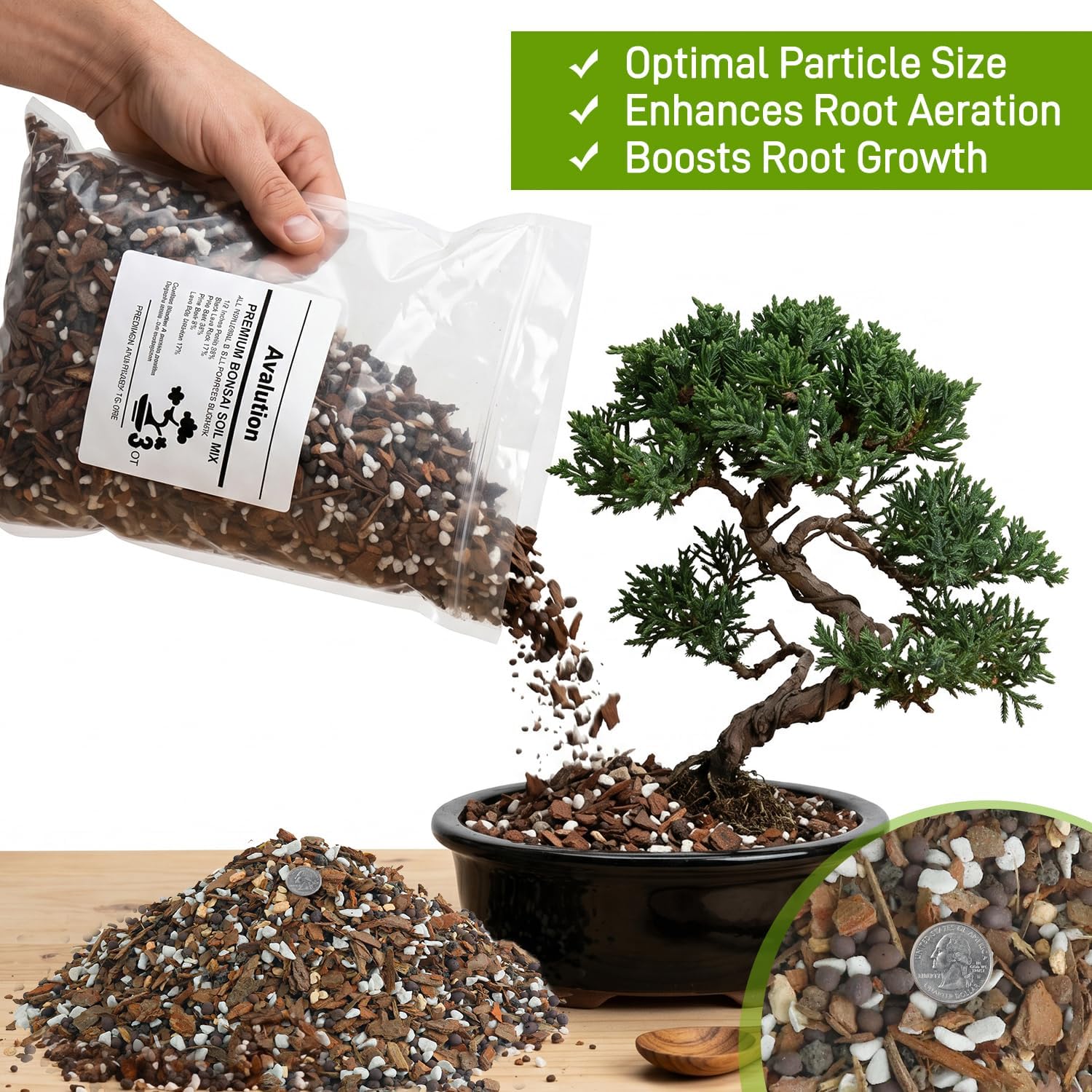 Avalution Bonsai Soil 9QT,Organic Bonsai Soil Mix | Perlite,Lava Rock,Pine Bark,Clay Pebbles for Indoor Plants,Fast