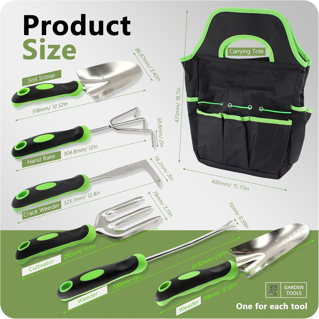 15Pcs Garden Tool Set Heavy Duty Stainless Steel Gardening Hand Tools with 5 Garden Shears Non-Slip Rubber Grip Spade