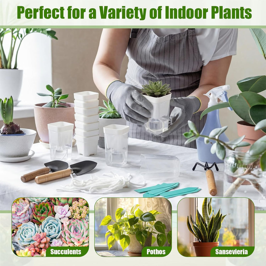 30 Pack 2" Small Self Watering Pots for Indoor Plants Clear Mini Self Watering Plant Pot with Water Level, Drainage