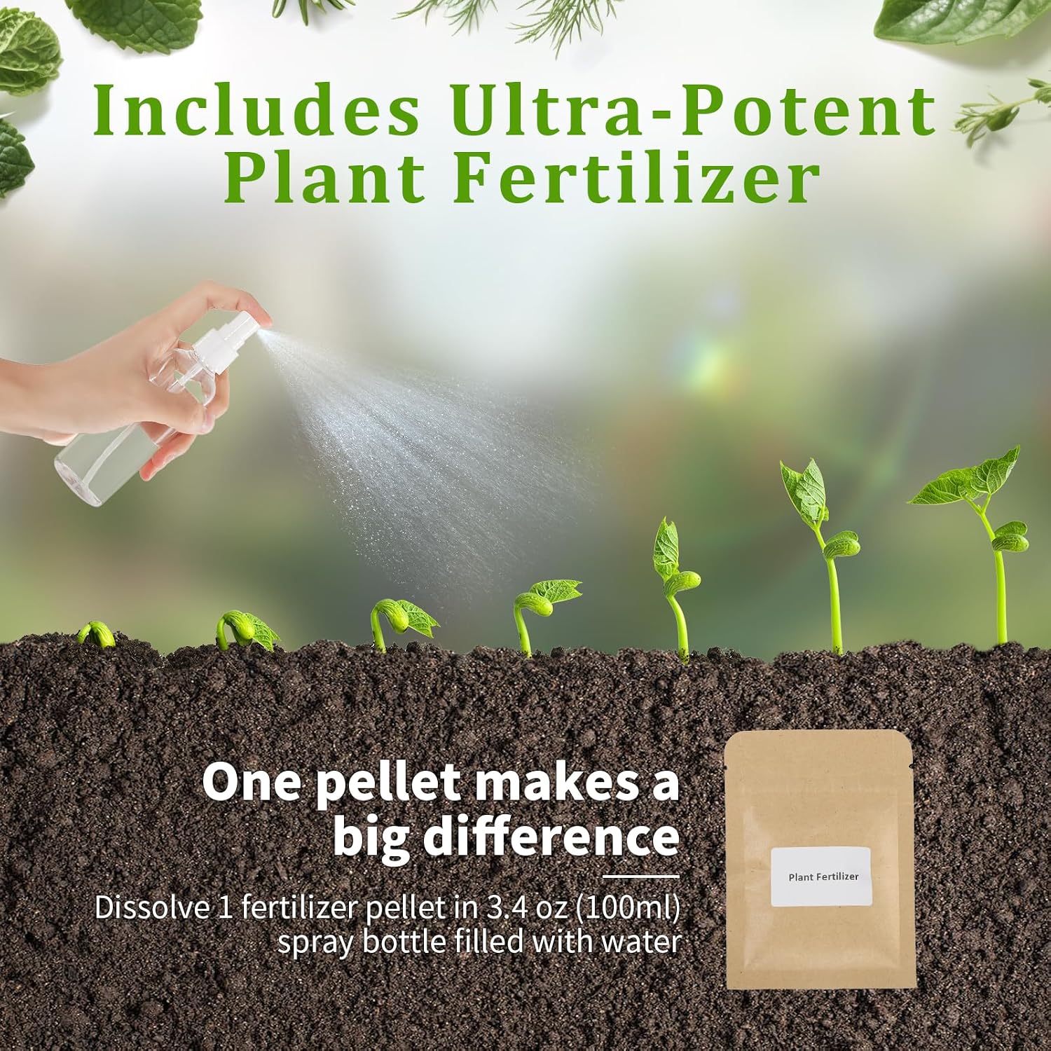 Indoor Herb Garden Starter Kit, 10 Non-GMO Herb Seeds for Basil, Parsley, Thyme, Mint, Cilantro, Dill, Oregano, Chives