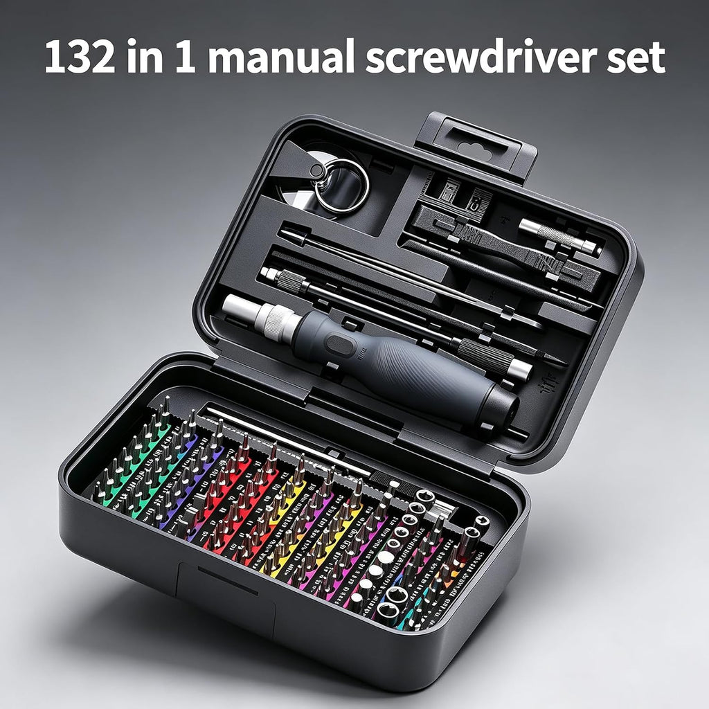 Succulent 132-in-1 Mini Precision Screwdriver Set, Color-Coded Manual Magnetic Tool Set, 132 Repair Accessories for