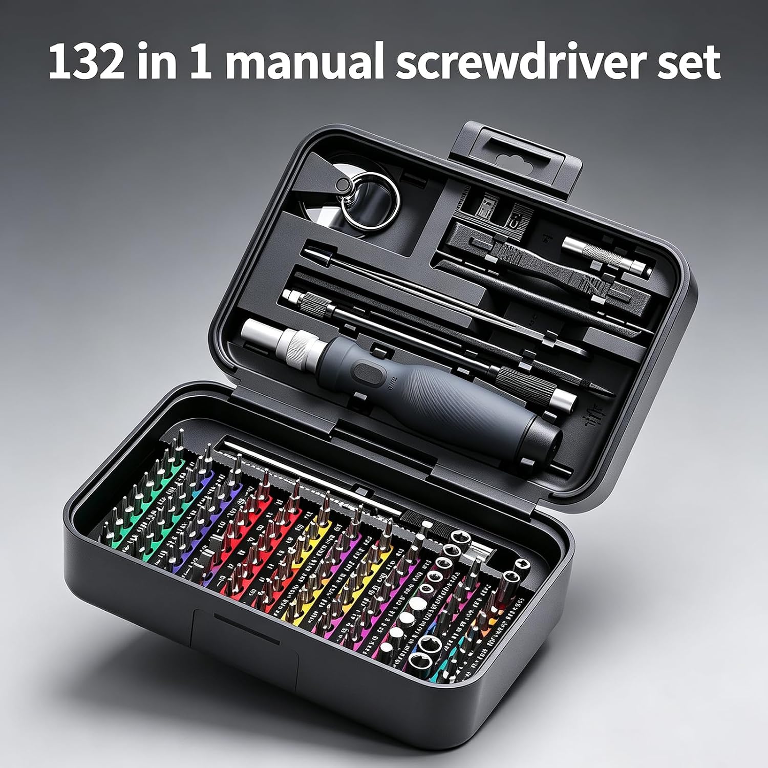 Succulent 132-in-1 Mini Precision Screwdriver Set, Color-Coded Manual Magnetic Tool Set, 132 Repair Accessories for
