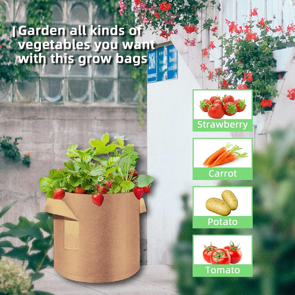 10 Gallon Garden Grow Bags, 30 Pack 10 Gal Planter Bags Fabric Pot, Nonwoven Grow Pots Heavy Duty Aeration Fabric Pots