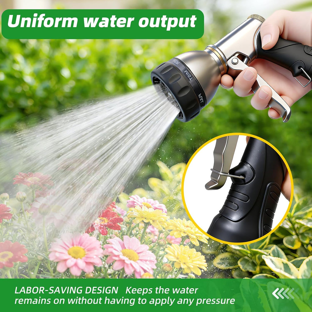ARXIVE Metal Garden Hose Nozzle, Heavy Duty High Pressure Hand Sprayer | 7 Adjustable Patterns for Watering, Car Wash