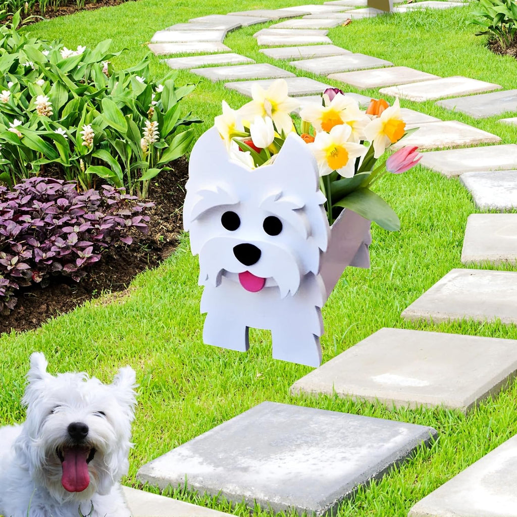 West Highland Dog Planter Pots, Animal Shaped Flower Pot | Cute Plant Gift for Women and Pet Lovers, Indoor Outdoor